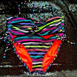 Victoria's Secret Black Rainbow Bandeau Bikini Set Medium